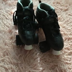 Black roller derby roller skates